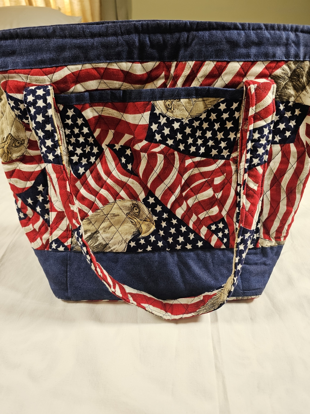 Patriotic Eagle Flag Canvas Shoulder Bag - Red, White & Blue - Picture 4 of 8
